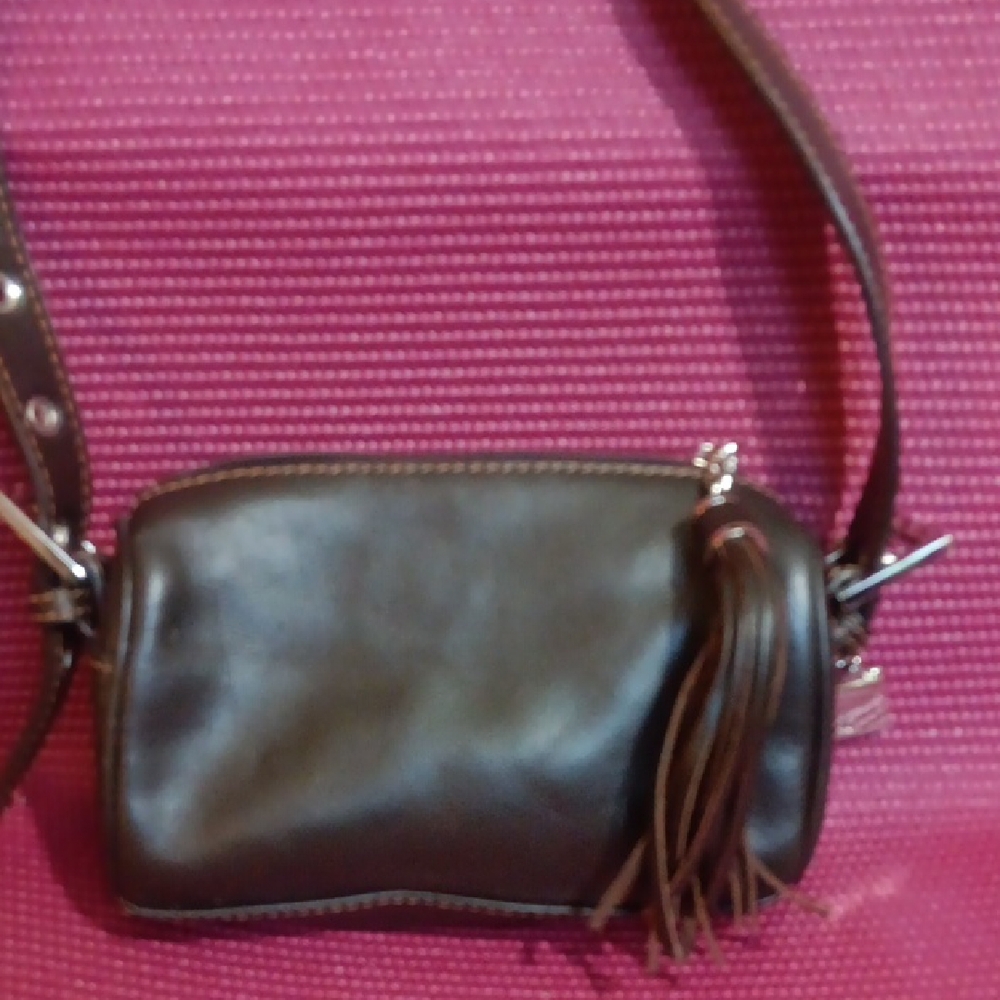 Elegant Dark Brown Leather Crossbody Bag with Tassel